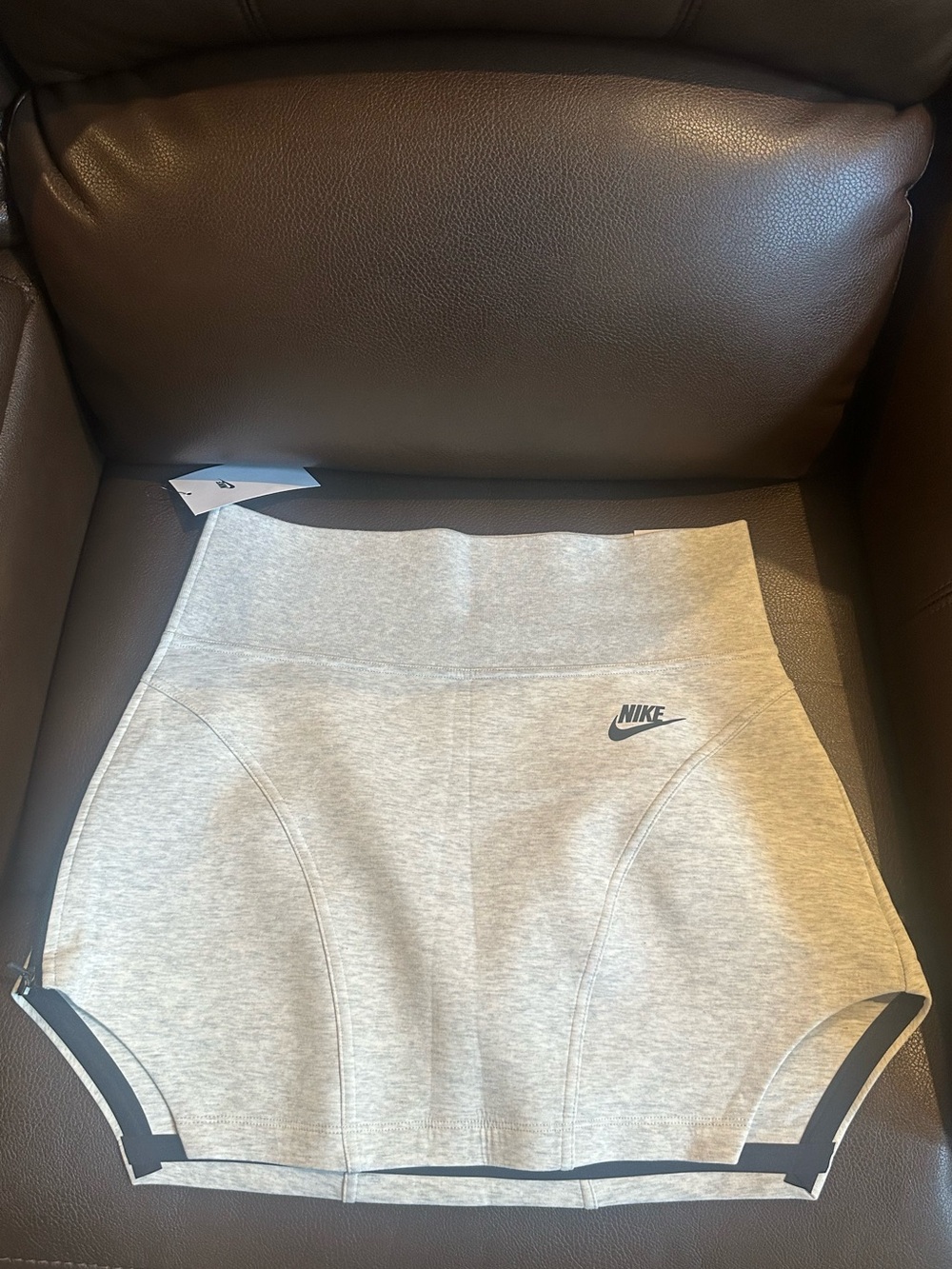 Nike Light Gray High-Waist Athletic Skort with Logo